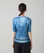 RSBGD02460 TRUNK HIROKO KOSHINO(ヒロココシノ) デニム風ロゴプリントプリーツプルオーバー/洗える ライトブルー