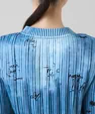 RSBGD02460 TRUNK HIROKO KOSHINO(ヒロココシノ) デニム風ロゴプリントプリーツプルオーバー/洗える ライトブルー