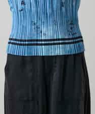 RSBGD02460 TRUNK HIROKO KOSHINO(ヒロココシノ) デニム風ロゴプリントプリーツプルオーバー/洗える ライトブルー