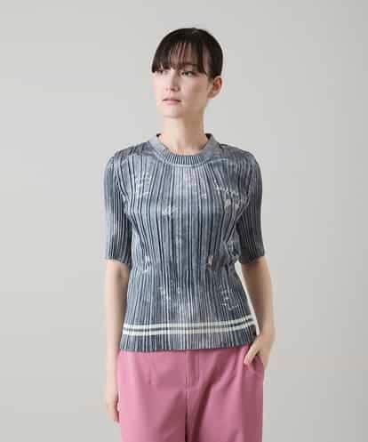 RSBGD02460 TRUNK HIROKO KOSHINO デニム風ロゴプリントプリーツプルオーバー/洗える