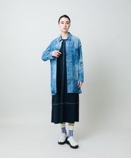 RSBGD04590 TRUNK HIROKO KOSHINO(ヒロココシノ) デニム風アートプリントロングシャツ/洗える ライトブルー