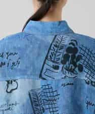 RSBGD04590 TRUNK HIROKO KOSHINO(ヒロココシノ) デニム風アートプリントロングシャツ/洗える ライトブルー