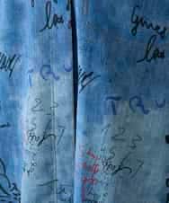 RSBGD04590 TRUNK HIROKO KOSHINO(ヒロココシノ) デニム風アートプリントロングシャツ/洗える ライトブルー