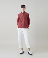 RSBGD12430 TRUNK HIROKO KOSHINO(ヒロココシノ) トリコットストライプデザインブラウス/洗える レッド