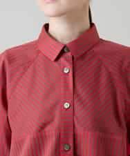 RSBGD12430 TRUNK HIROKO KOSHINO(ヒロココシノ) トリコットストライプデザインブラウス/洗える レッド