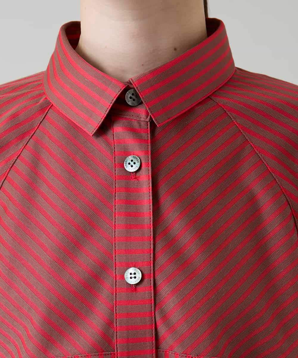 RSBGD12430 TRUNK HIROKO KOSHINO(ヒロココシノ) トリコットストライプデザインブラウス/洗える レッド