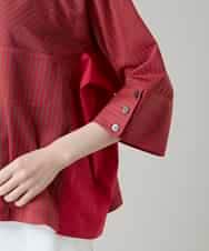 RSBGD12430 TRUNK HIROKO KOSHINO(ヒロココシノ) トリコットストライプデザインブラウス/洗える レッド