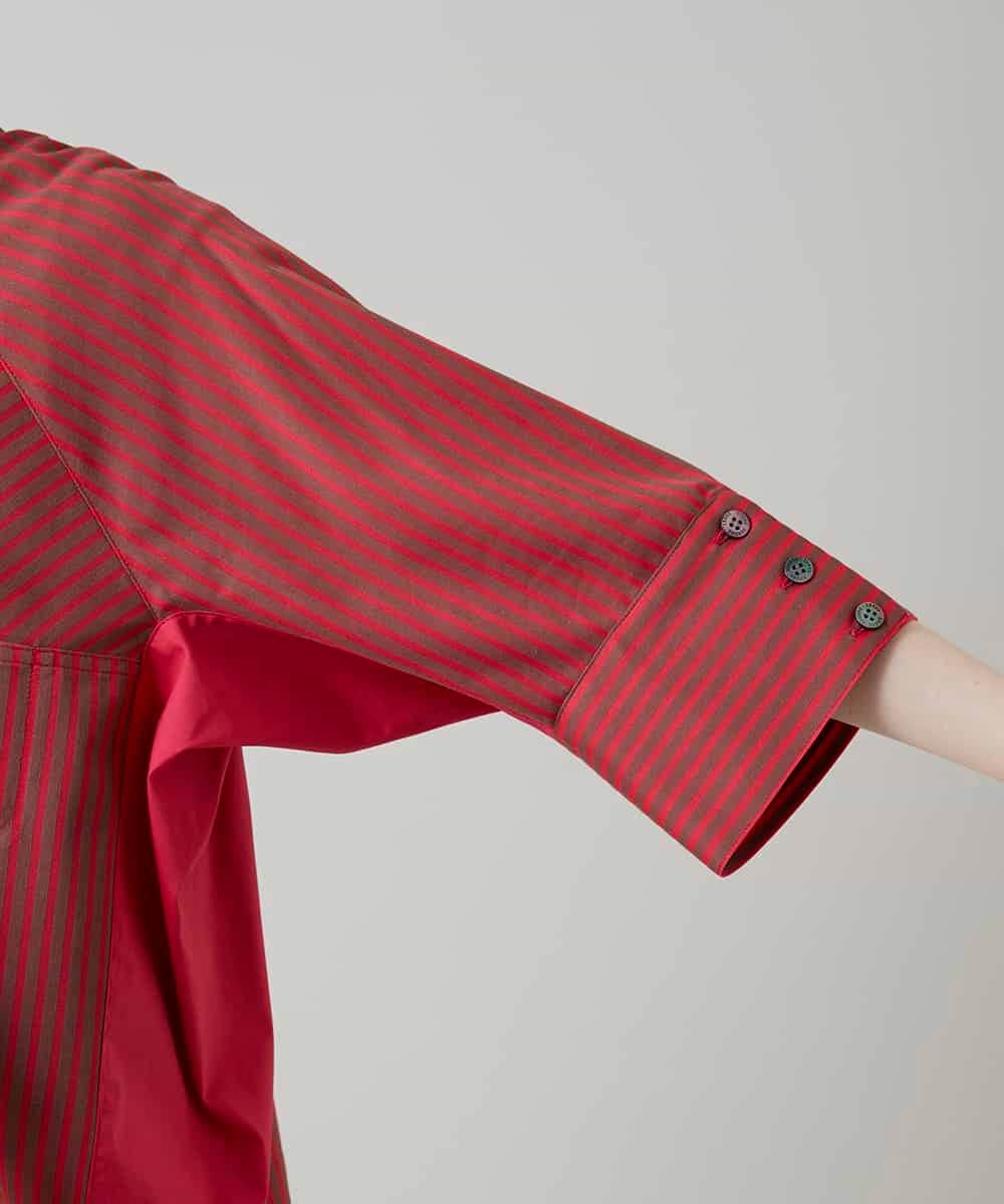 RSBGD12430 TRUNK HIROKO KOSHINO(ヒロココシノ) トリコットストライプデザインブラウス/洗える レッド