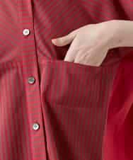 RSBGD12430 TRUNK HIROKO KOSHINO(ヒロココシノ) トリコットストライプデザインブラウス/洗える レッド