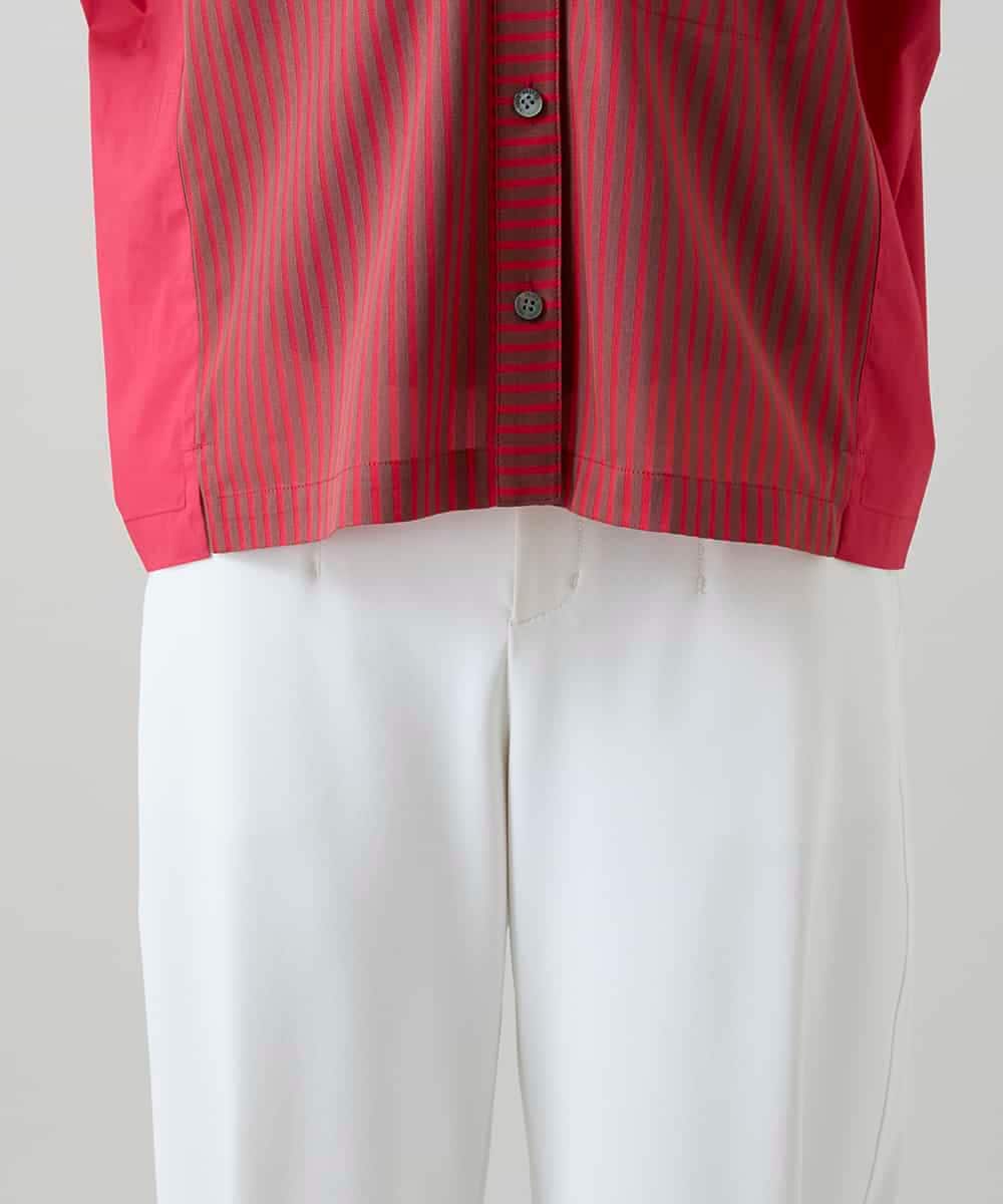 RSBGD12430 TRUNK HIROKO KOSHINO(ヒロココシノ) トリコットストライプデザインブラウス/洗える レッド