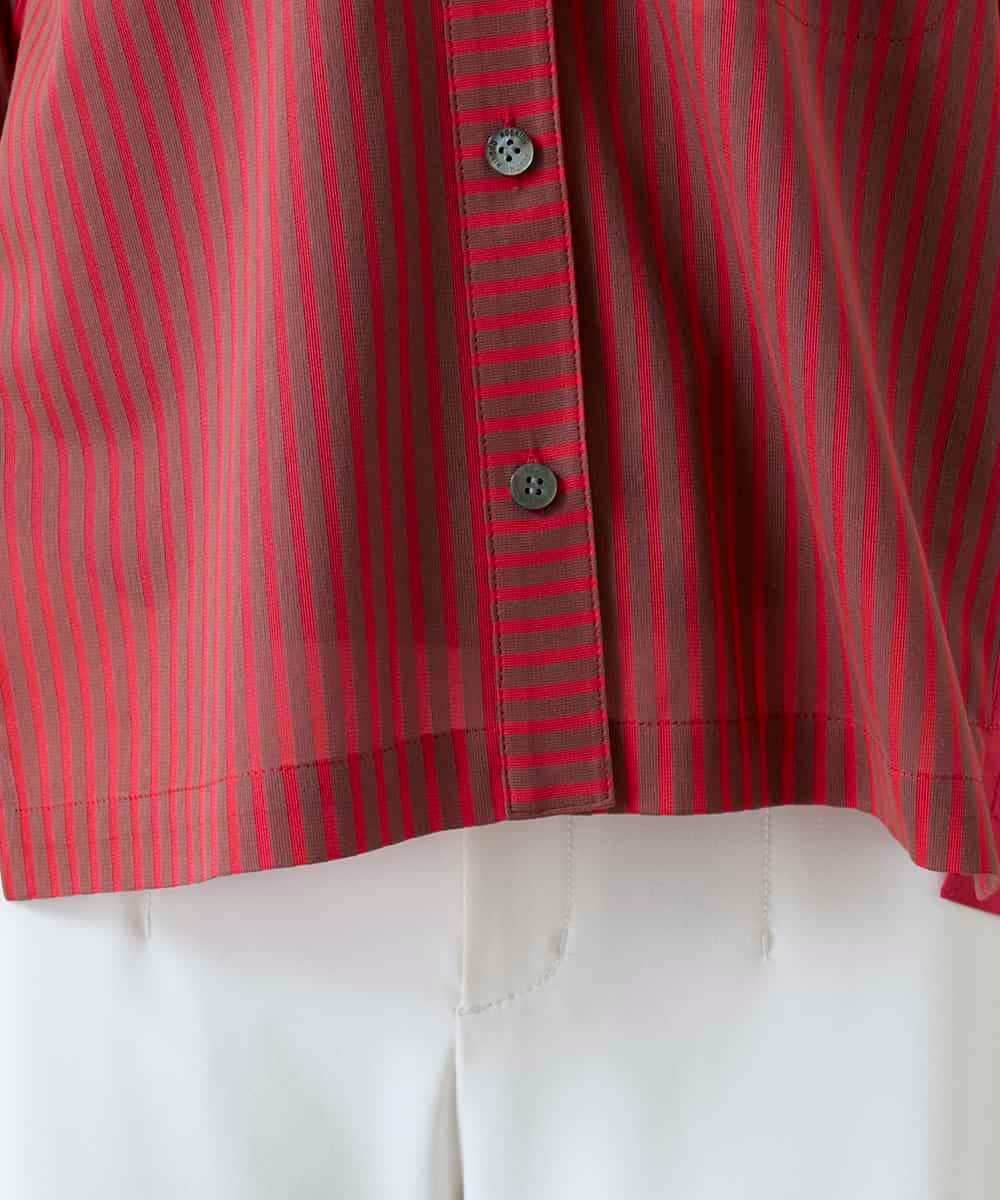 RSBGD12430 TRUNK HIROKO KOSHINO(ヒロココシノ) トリコットストライプデザインブラウス/洗える レッド