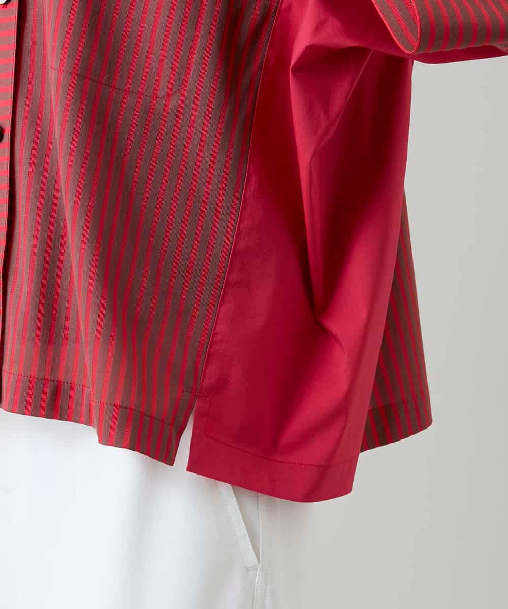 RSBGD12430 TRUNK HIROKO KOSHINO(ヒロココシノ) トリコットストライプデザインブラウス/洗える レッド