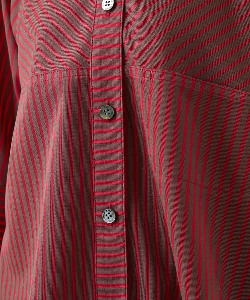 RSBGD12430 TRUNK HIROKO KOSHINO(ヒロココシノ) トリコットストライプデザインブラウス/洗える レッド