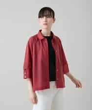 RSBGD12430 TRUNK HIROKO KOSHINO(ヒロココシノ) トリコットストライプデザインブラウス/洗える レッド