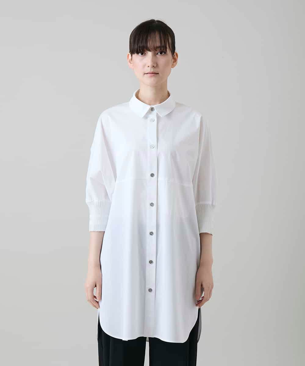 RSBGD14490 TRUNK HIROKO KOSHINO(ヒロココシノ) ビッグシルエット切り替えシャツ/洗える ホワイト