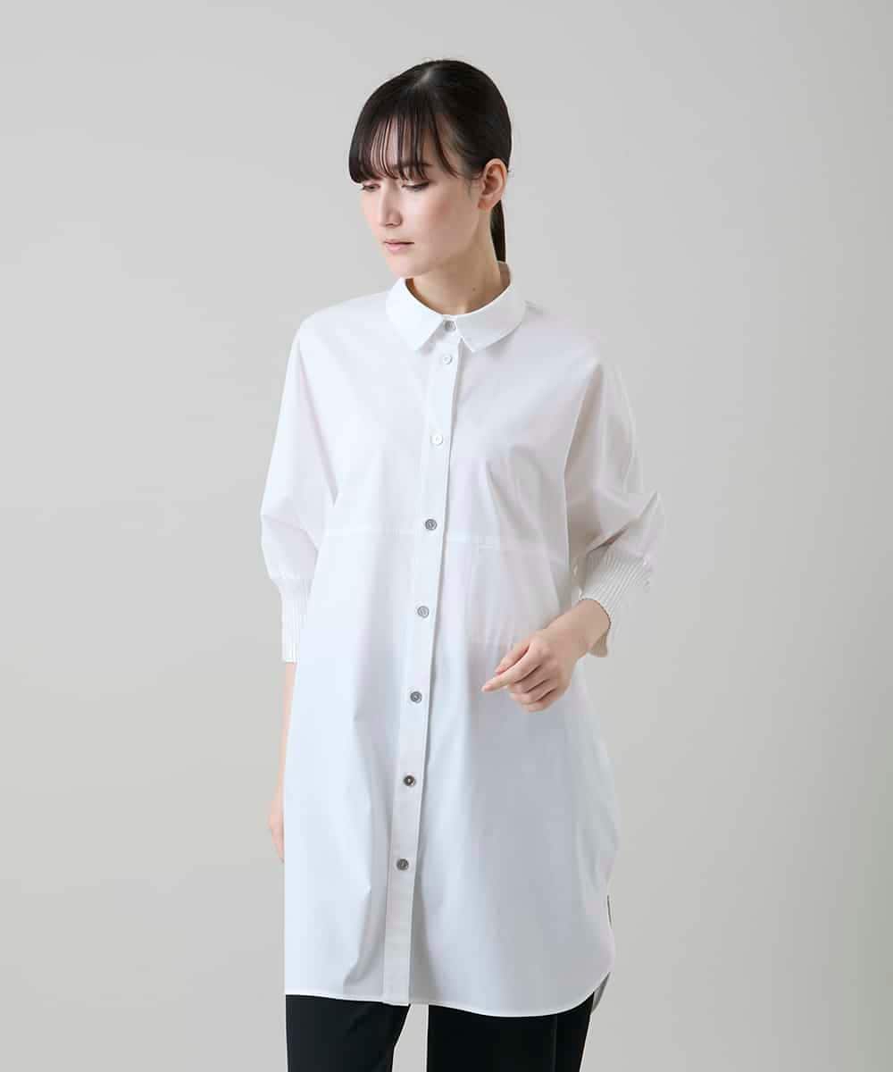 RSBGD14490 TRUNK HIROKO KOSHINO(ヒロココシノ) ビッグシルエット切り替えシャツ/洗える ホワイト