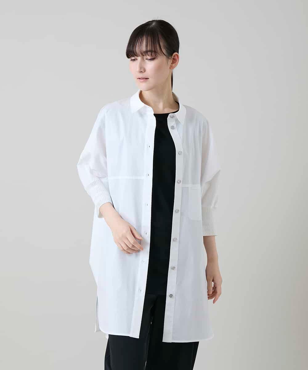 RSBGD14490 TRUNK HIROKO KOSHINO(ヒロココシノ) ビッグシルエット切り替えシャツ/洗える ホワイト