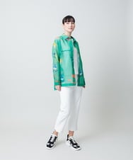 RSBGE03560 TRUNK HIROKO KOSHINO(ヒロココシノ) 【先行予約】アートプリントシアーシャツブラウス/洗える グリーン