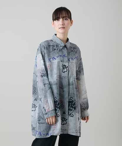 RSBGF04590 TRUNK HIROKO KOSHINO デニム風アートプリントロングシャツ