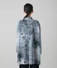 RSBGF04590 TRUNK HIROKO KOSHINO(ヒロココシノ) デニム風アートプリントロングシャツ ブラック