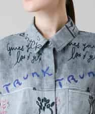 RSBGF04590 TRUNK HIROKO KOSHINO(ヒロココシノ) デニム風アートプリントロングシャツ ブラック