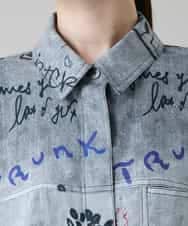 RSBGF04590 TRUNK HIROKO KOSHINO(ヒロココシノ) デニム風アートプリントロングシャツ ブラック