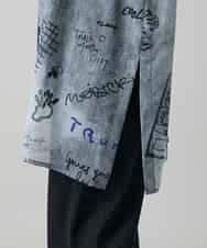 RSBGF04590 TRUNK HIROKO KOSHINO(ヒロココシノ) デニム風アートプリントロングシャツ ブラック