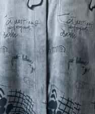 RSBGF04590 TRUNK HIROKO KOSHINO(ヒロココシノ) デニム風アートプリントロングシャツ ブラック