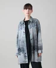 RSBGF04590 TRUNK HIROKO KOSHINO(ヒロココシノ) デニム風アートプリントロングシャツ ブラック