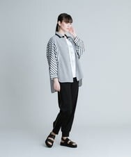 RSBGT24430 TRUNK HIROKO KOSHINO(ヒロココシノ) 【洗濯機で洗える】ビッグスリーブストライプシャツ ダークグレー