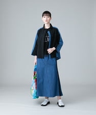 RSBGV01450 TRUNK HIROKO KOSHINO(ヒロココシノ) 【洗える】デニム切り替えシャツジャケット ブルー
