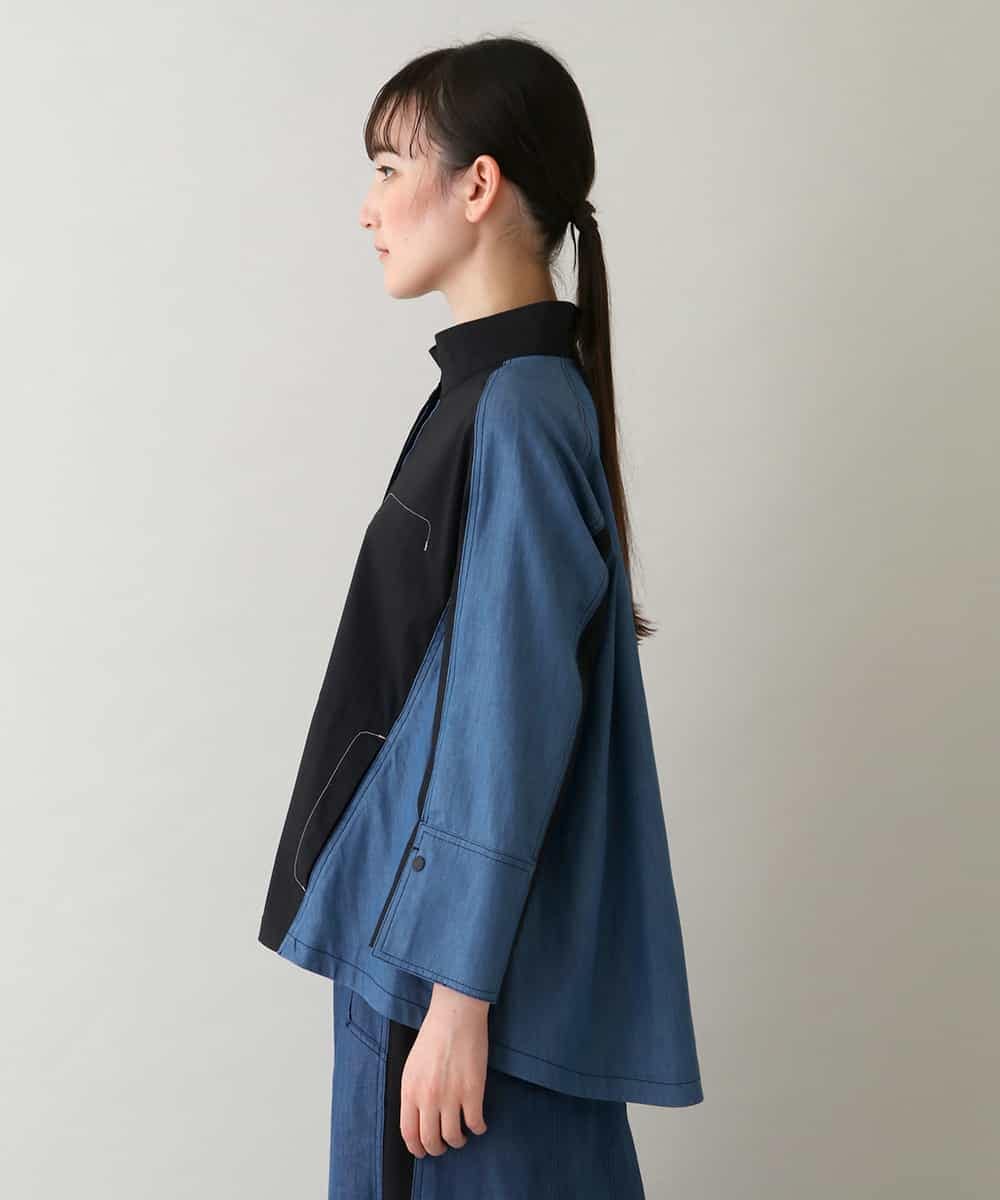 RSBGV01450 TRUNK HIROKO KOSHINO(ヒロココシノ) 【洗える】デニム切り替えシャツジャケット ブルー