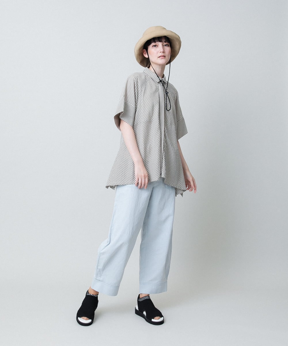 RSBHB06530 TRUNK HIROKO KOSHINO(ヒロココシノ) ストライプAラインブラウス /洗える ベージュ