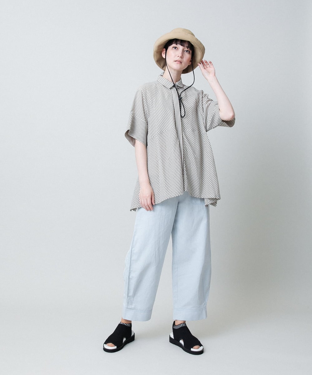 RSBHB06530 TRUNK HIROKO KOSHINO(ヒロココシノ) ストライプAラインブラウス /洗える ベージュ