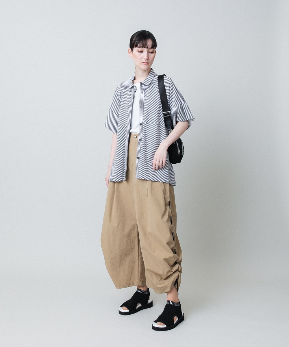 RSBHB06530 TRUNK HIROKO KOSHINO(ヒロココシノ) ストライプAラインブラウス /洗える ベージュ