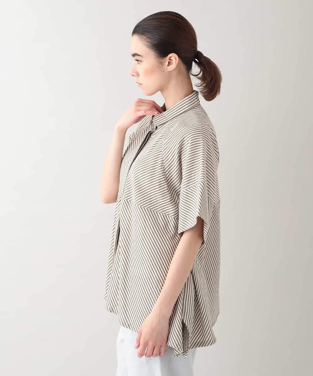 RSBHB06530 TRUNK HIROKO KOSHINO(ヒロココシノ) ストライプAラインブラウス /洗える ベージュ