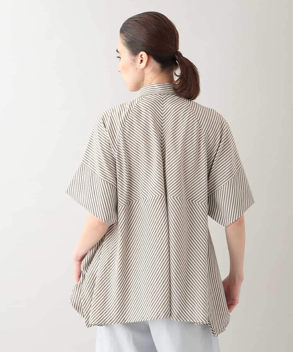 RSBHB06530 TRUNK HIROKO KOSHINO(ヒロココシノ) ストライプAラインブラウス /洗える ベージュ