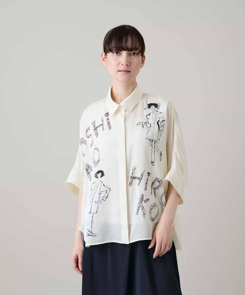 RSBHE19430 TRUNK HIROKO KOSHINO(ヒロココシノ) ヴィンテージサテンドルマンシャツ/日本製/洗える アイボリー
