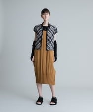 RSBHT01490 TRUNK HIROKO KOSHINO(ヒロココシノ) 【洗える】チェック柄ブルゾンベスト ベージュ