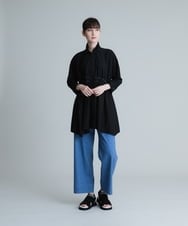 RSBHT06430 TRUNK HIROKO KOSHINO(ヒロココシノ) 【洗濯機で洗える】ギャザーアクセント変形デザインブラウス ブラック