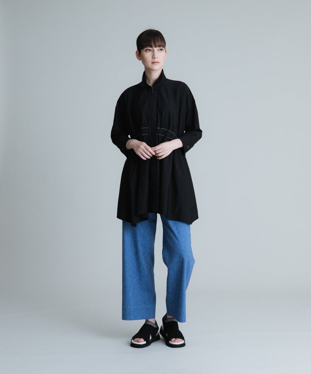 RSBHT06430 TRUNK HIROKO KOSHINO(ヒロココシノ) 【洗濯機で洗える】ギャザーアクセント変形デザインブラウス ブラック