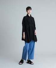 RSBHT06430 TRUNK HIROKO KOSHINO(ヒロココシノ) 【洗濯機で洗える】ギャザーアクセント変形デザインブラウス ブラック