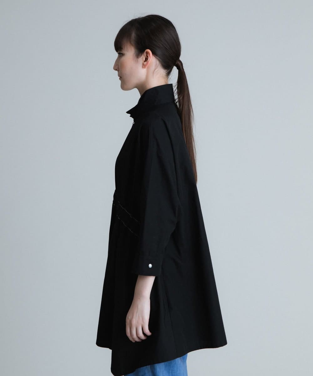 RSBHT06430 TRUNK HIROKO KOSHINO(ヒロココシノ) 【洗濯機で洗える】ギャザーアクセント変形デザインブラウス ブラック