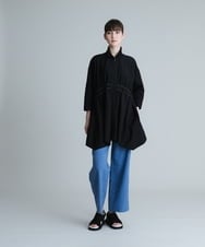 RSBHT06430 TRUNK HIROKO KOSHINO(ヒロココシノ) 【洗濯機で洗える】ギャザーアクセント変形デザインブラウス ブラック