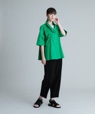 RSBHT07390 TRUNK HIROKO KOSHINO(ヒロココシノ) 【洗濯機で洗える】フリルギャザーデザインブラウス グリーン