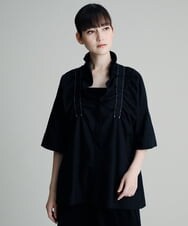 RSBHT07390 TRUNK HIROKO KOSHINO(ヒロココシノ) 【洗濯機で洗える】フリルギャザーデザインブラウス ブラック