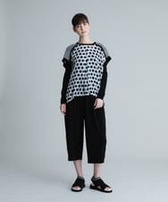 RSBHU17390 TRUNK HIROKO KOSHINO(ヒロココシノ) 【洗濯機で洗える】水玉シフォンデザインプルオーバー【アームウォーマー付き】 ブラック