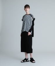 RSBHU17390 TRUNK HIROKO KOSHINO(ヒロココシノ) 【洗濯機で洗える】水玉シフォンデザインプルオーバー【アームウォーマー付き】 ブラック