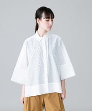 RSBHW01460 TRUNK HIROKO KOSHINO(ヒロココシノ) パンチングデザインブラウスシャツ /洗える ホワイト