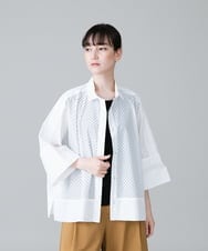 RSBHW01460 TRUNK HIROKO KOSHINO(ヒロココシノ) パンチングデザインブラウスシャツ /洗える ホワイト